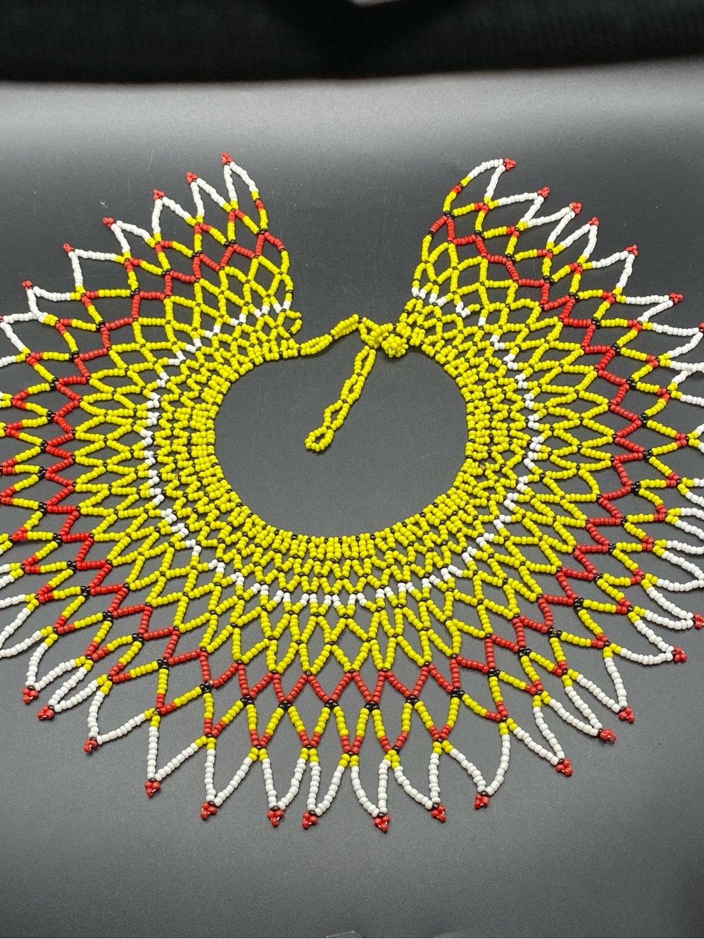 Ethnic Hand Woven Beaded Collar Necklace Hippie Tribal Bohemian 15”-17.5” - Picture 3 of 12